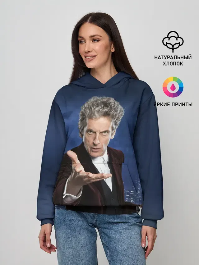 Женское худи с принтом «Peter Capaldi — LISTEN»