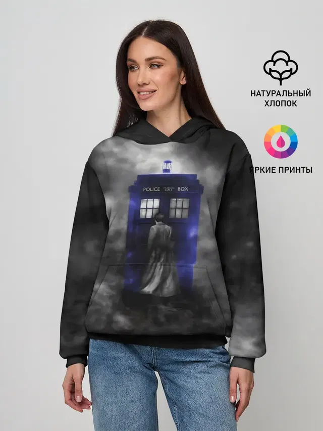 Женское худи с принтом «TARDIS — THE DOCTOR»