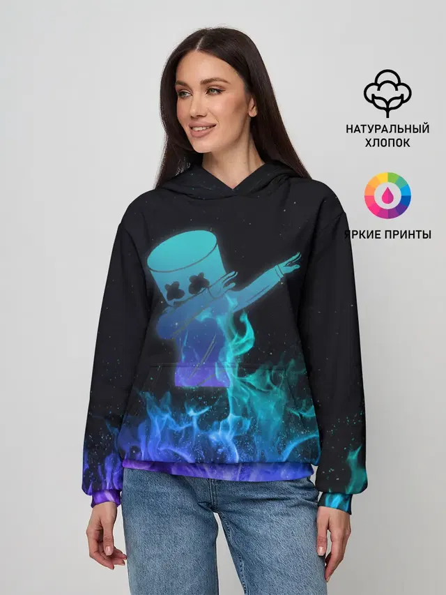 Женское худи с принтом «Фортнайт — Marshmello Fortnite»
