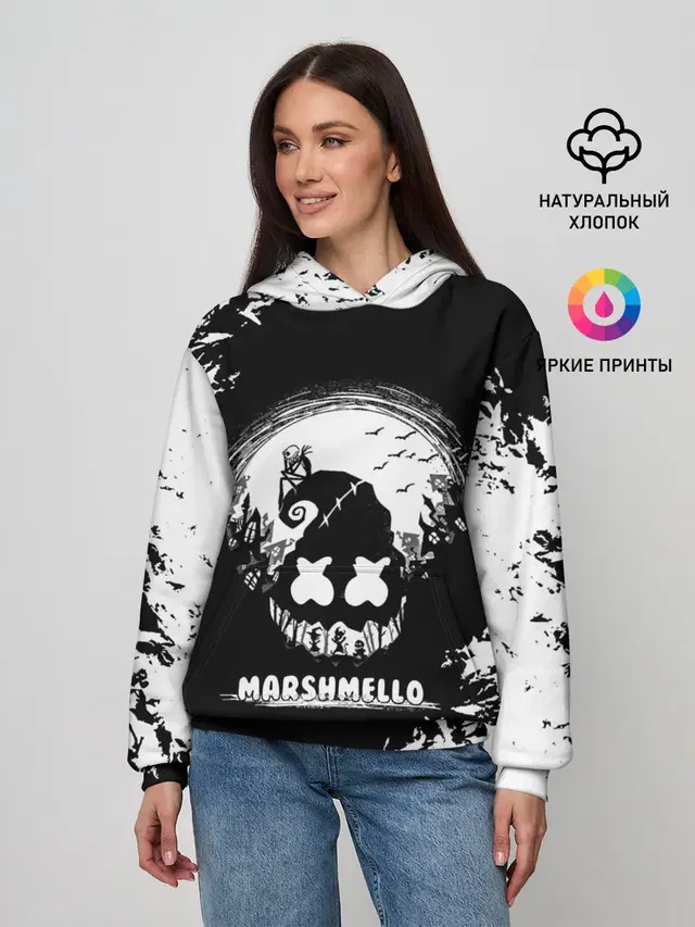 Женское худи с принтом «Marshmello — Marshmello Кошмар»