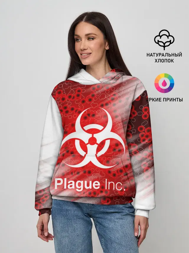 Женское худи с принтом «Разные игры — PLAGUE INC»