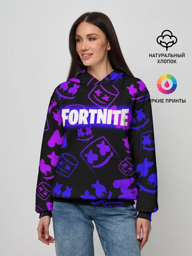 Женское худи с принтом «Фортнайт — FORTNITE MARSHMELLO»