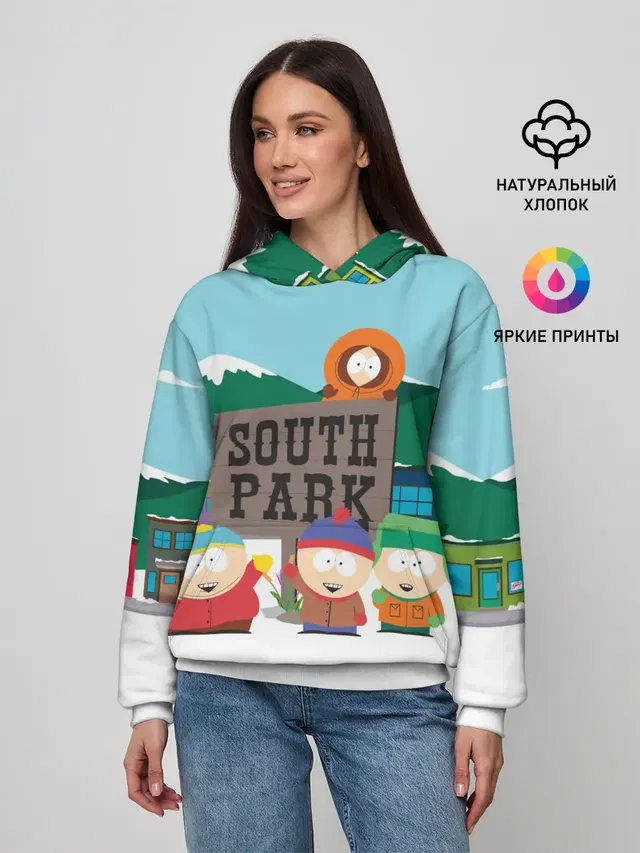 Женское худи с принтом «Разное — ЮЖНЫЙ ПАРК — SOUTH PARK»