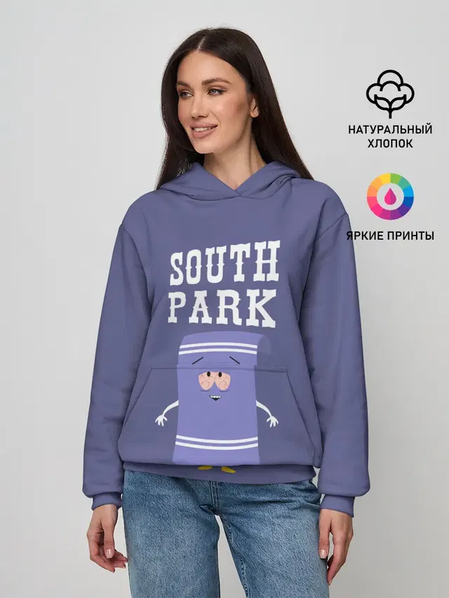 Женское худи с принтом «Разное — South Park Полотенчико — Южный парк»