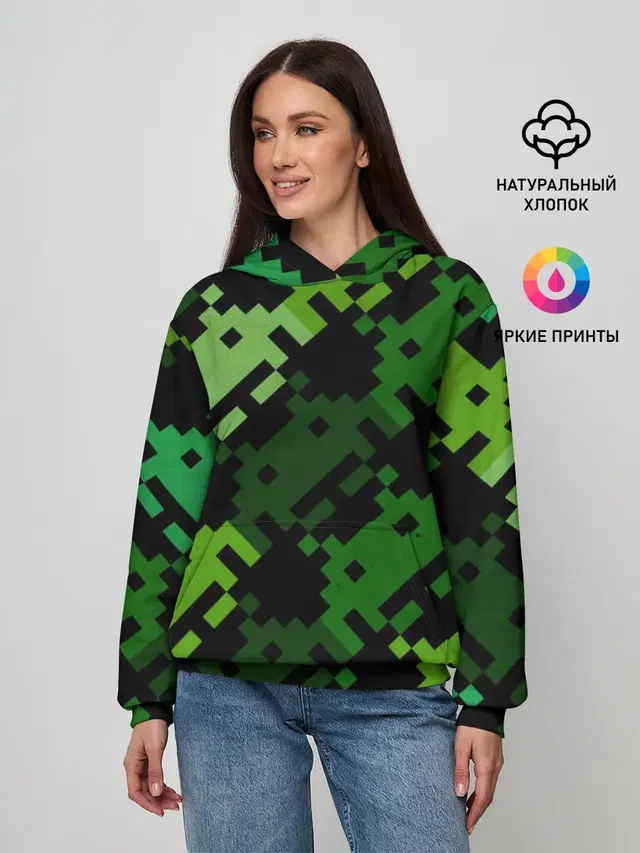 Женское худи с принтом «Тетрис и денди — Space Invaders»
