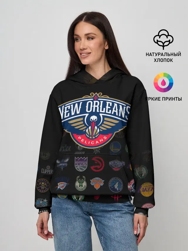 Женское худи с принтом «НБА — New Orleans Pelicans»