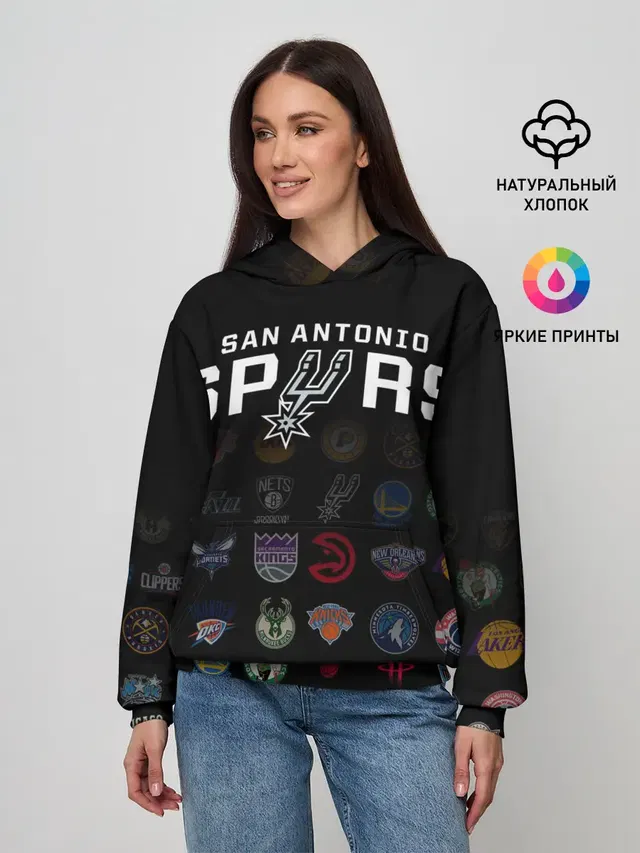 Женское худи с принтом «НБА — San Antonio Spurs»