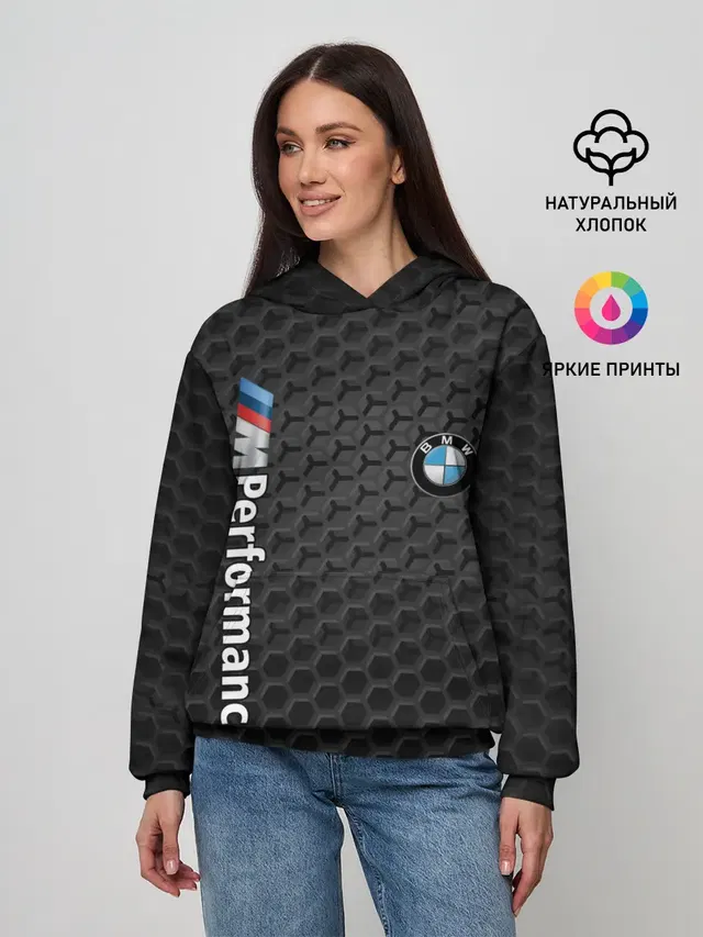 Женское худи с принтом «BMW — BMW PERFORMANCE»