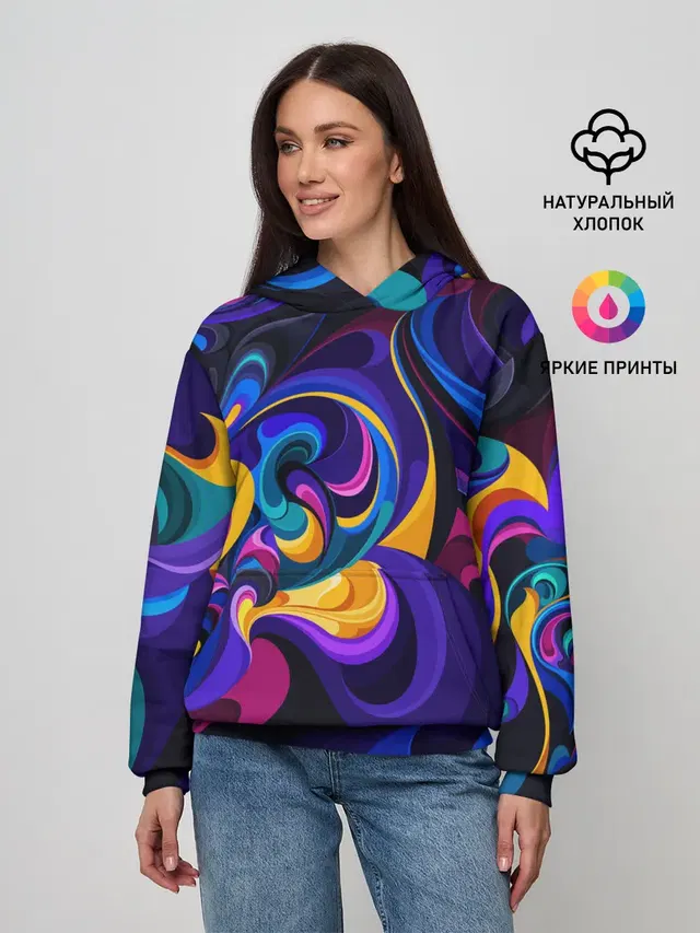 Женское худи с принтом «Абстракция — ABSTRACT COLOR»