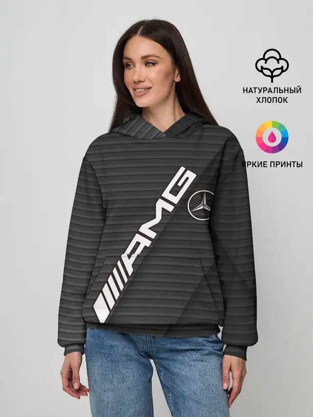 Женское худи с принтом «Carbon pattern — Mercedes»