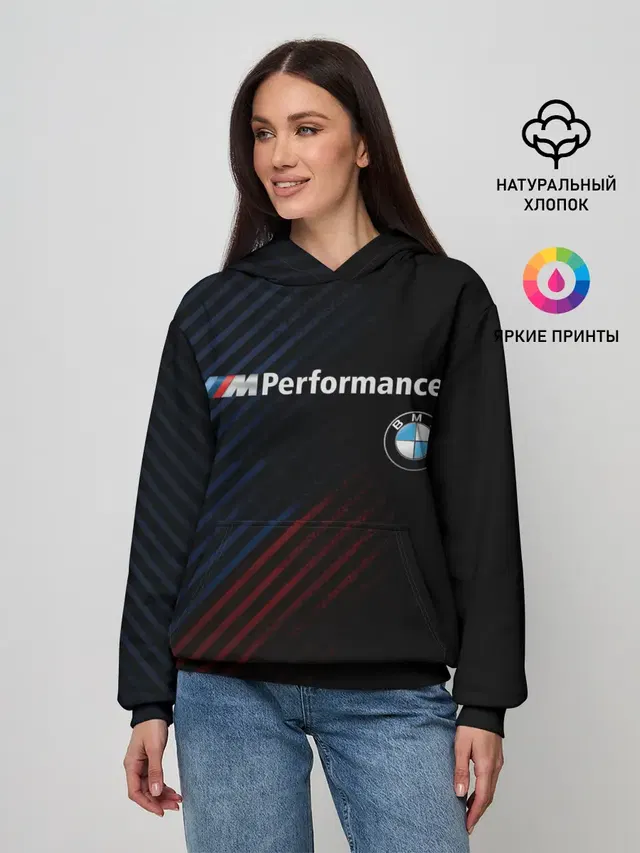 Женское худи с принтом «BMW — BMW PERFORMANCE»