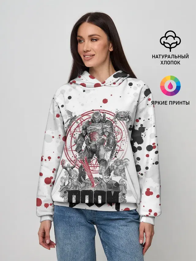 Женское худи с принтом «Дум»