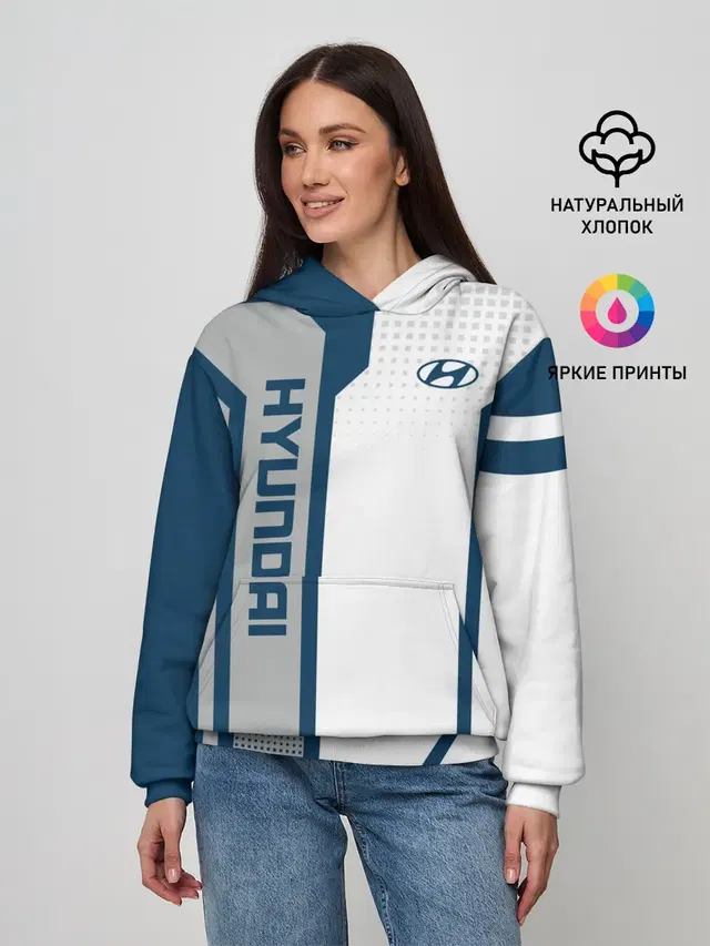 Женское худи с принтом «Hyundai — Hyundai Driver team»
