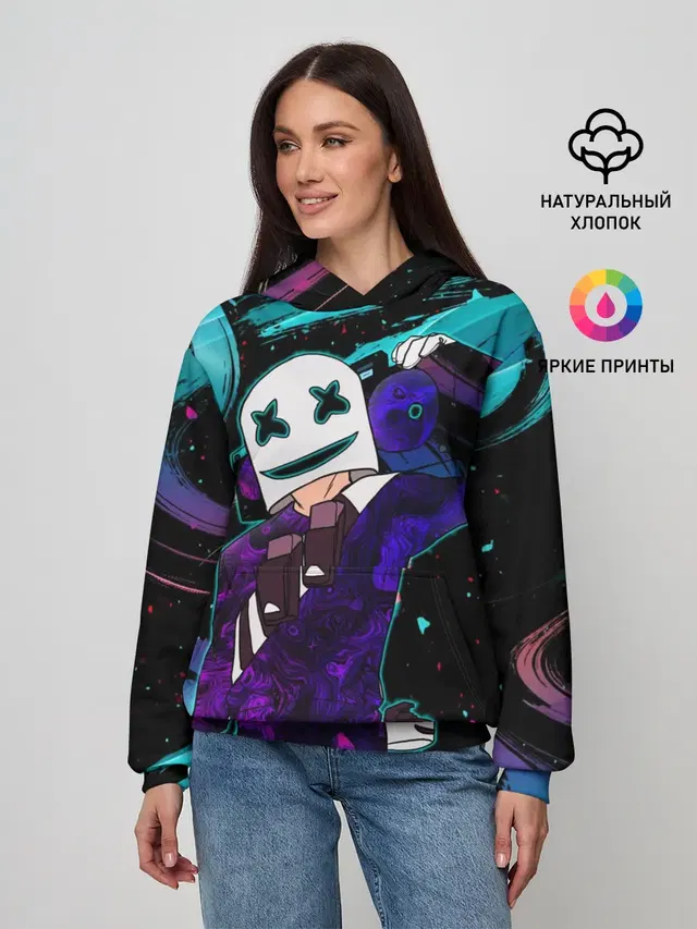 Женское худи с принтом «Marshmello — COSMO DJ»