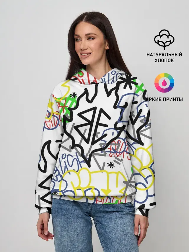 Женское худи с принтом «Billie Eilish — BILLIE EILISH GRAFFITI»