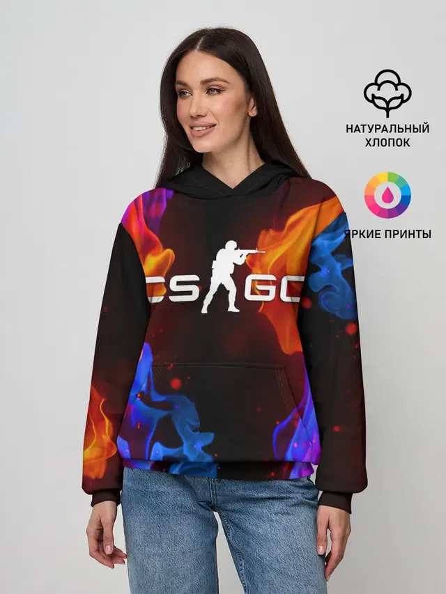 Женское худи с принтом «Counter-Strike — CS:GO FIRE»
