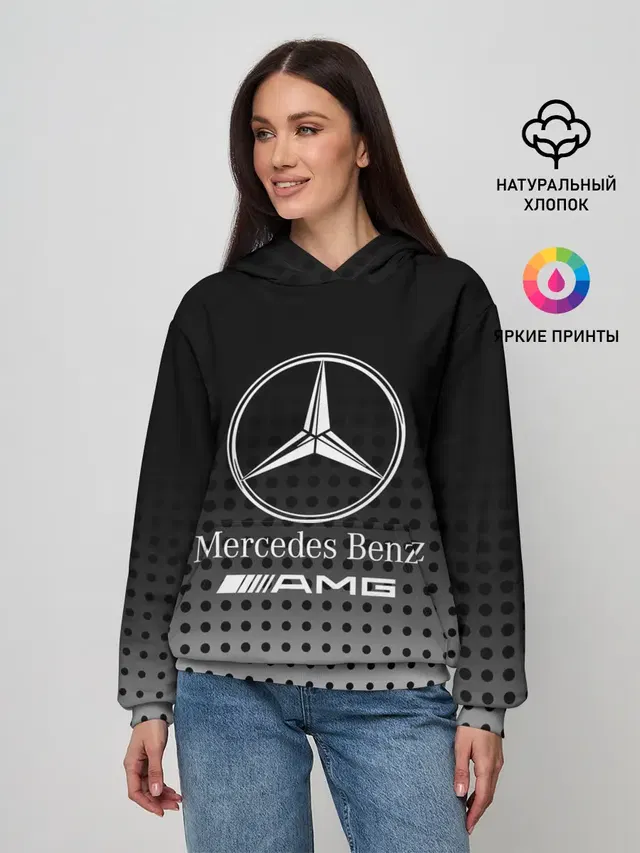 Женское худи с принтом «halftone pattern — Mercedes-Benz»