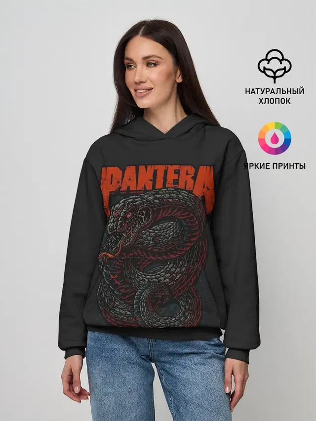 Женское худи с принтом «Разный рок — PANTERA»