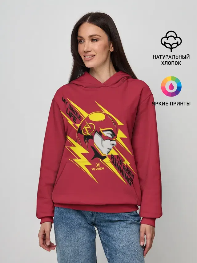 Женское худи с принтом «Флэш — The Flash»