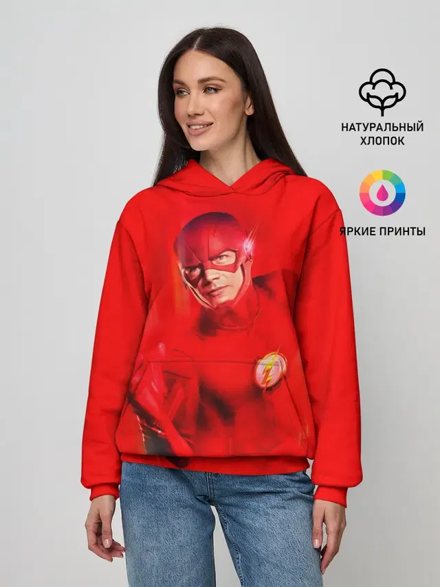 Женское худи с принтом «Флэш — The Flash»