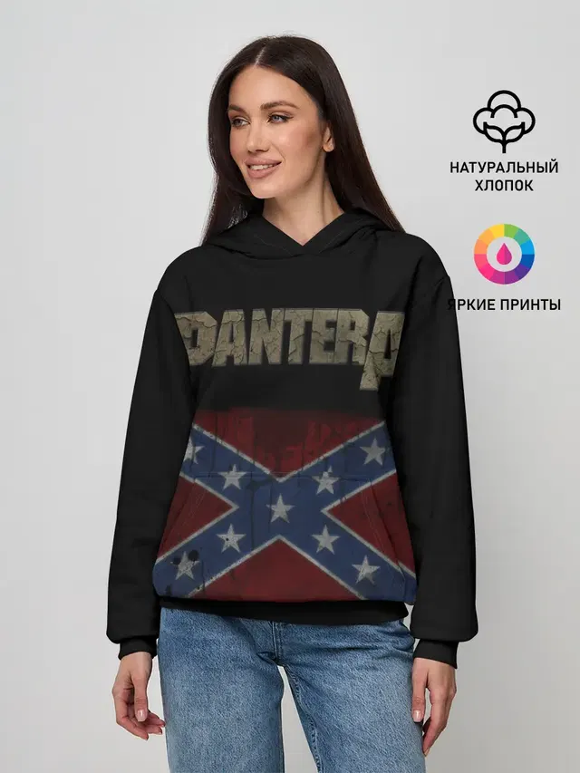 Женское худи с принтом «Разный рок — PANTERA.»