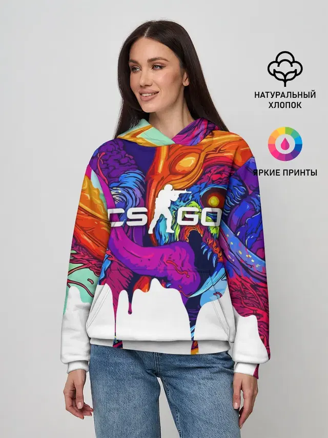 Женское худи с принтом «Counter-Strike — CS GO HYPER BEAST»
