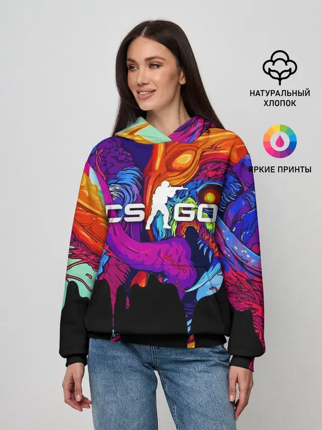 Женское худи с принтом «Counter-Strike — CS GO HYPER BEAST»