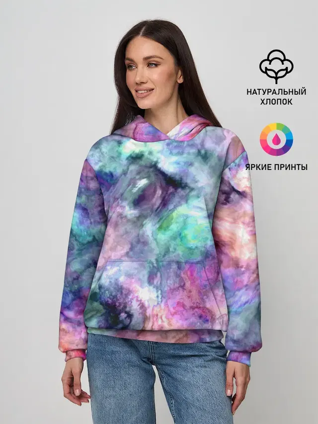 Женское худи с принтом «Абстракция — Color splashes»