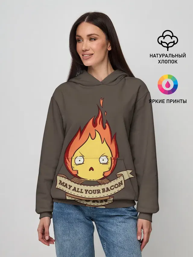 Женское худи с принтом «Ходячий замок — Burn emotion»