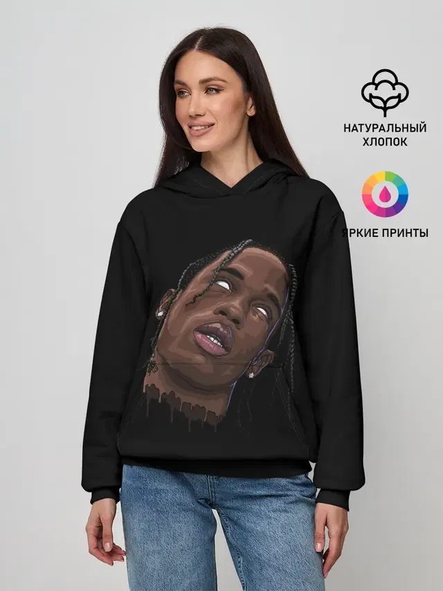 Женское худи с принтом «Трэвис Скотт — Travis Scott»