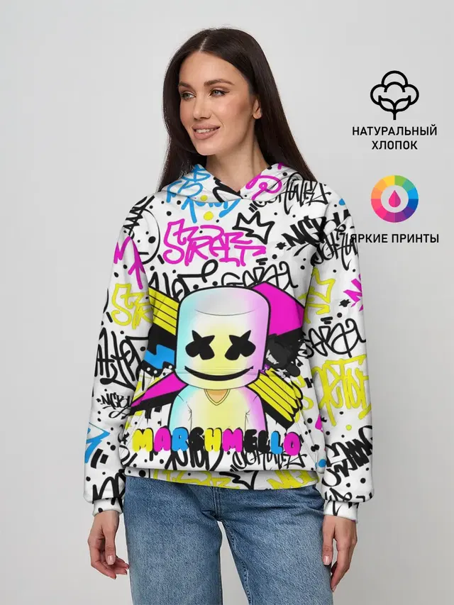 Женское худи с принтом «Marshmello»