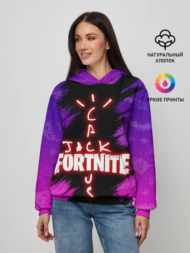 Женское худи с принтом «Фортнайт — FORTNITE X TRAVIS SCOTT»