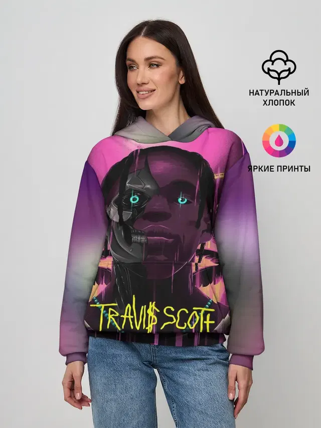 Женское худи с принтом «Трэвис Скотт — TRAVIS SCOTT+FORTNITE»