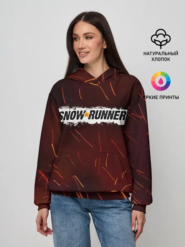 Женское худи с принтом «Разные игры — SNOWRUNNER»