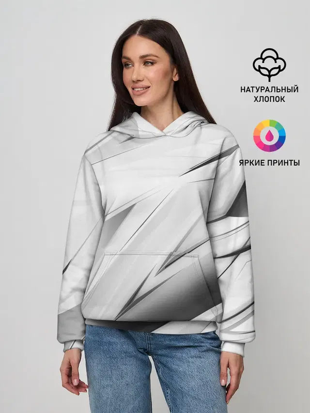 Женское худи с принтом «Геометрия — GEOMETRY STRIPES WHITE»