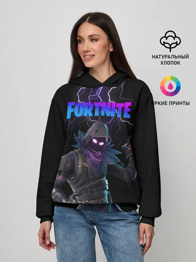Женское худи с принтом «Фортнайт — Raven Fortnite»