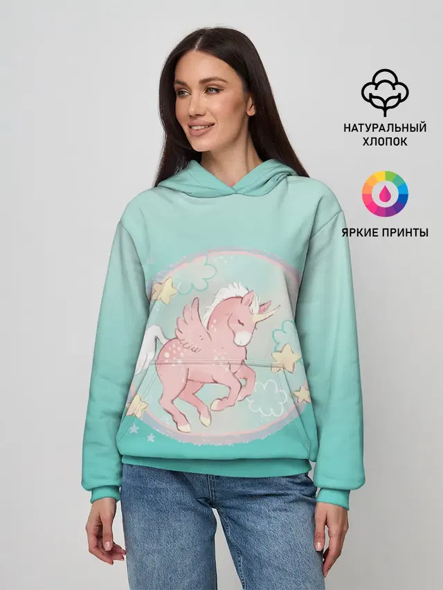 розовый единорог в небесах