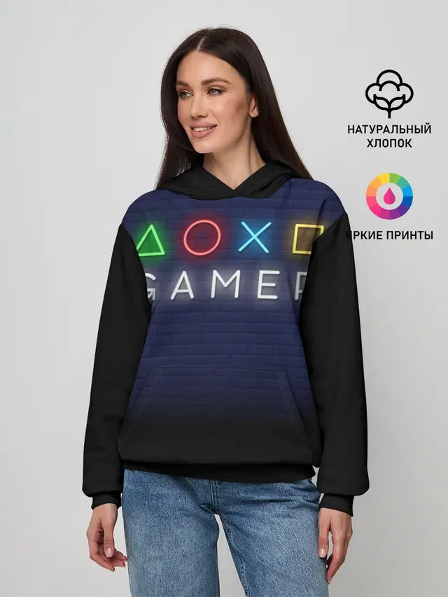 Женское худи с принтом «Разные игры — Doxo Gamer»