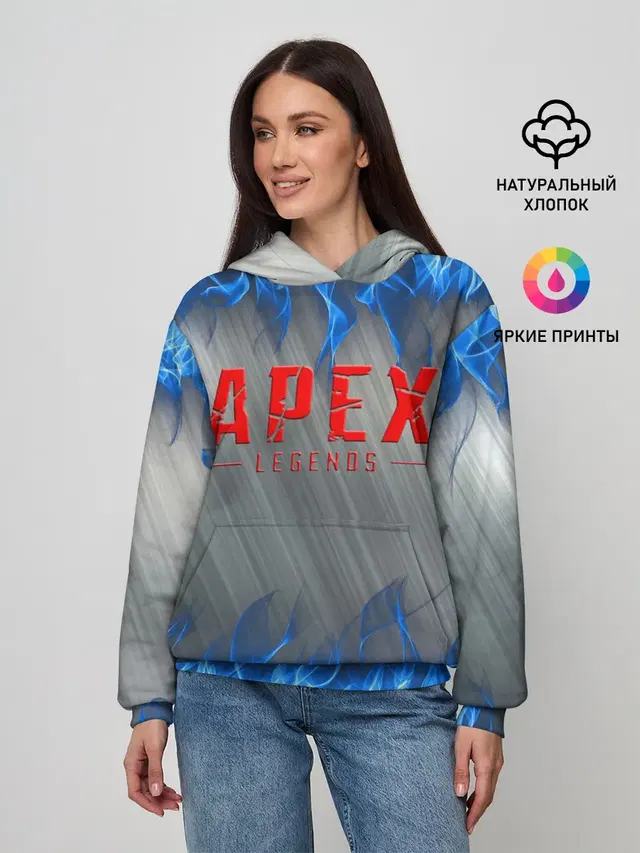 Женское худи с принтом «Blue fire»