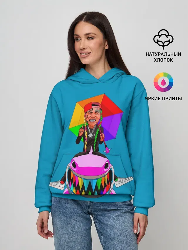 Женское худи с принтом «6IX9INE»