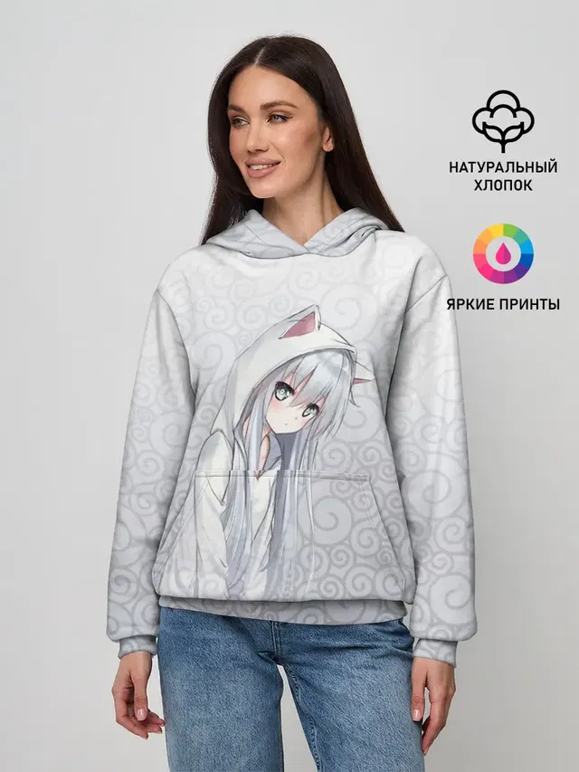 Женское худи с принтом «Cat-girl»