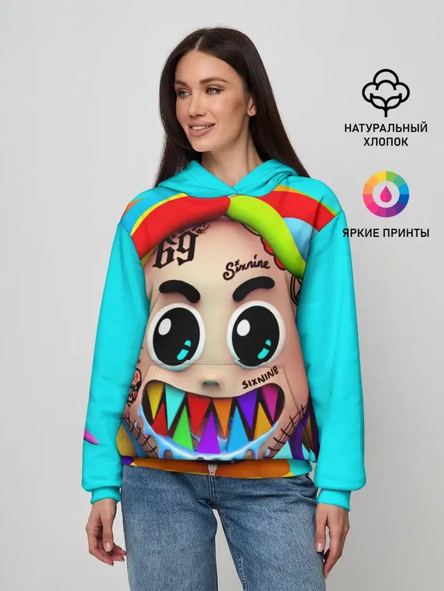 Женское худи с принтом «6IX9INE»