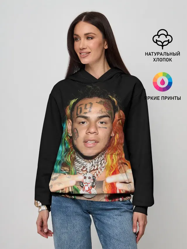 Женское худи с принтом «6IX9INE»