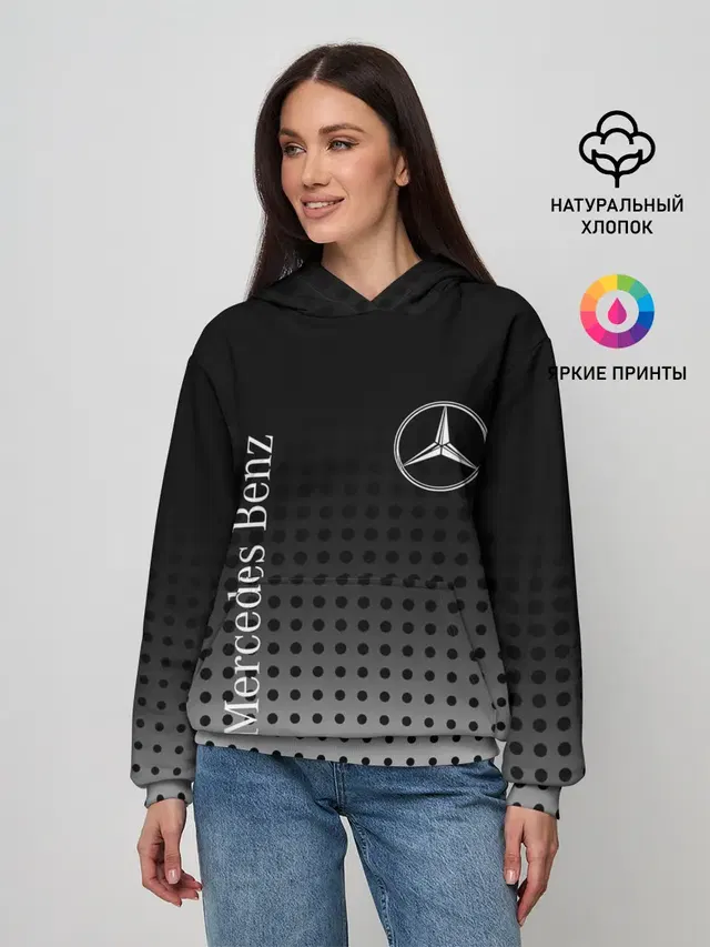 Женское худи с принтом «halftone pattern — Mercedes-Benz»