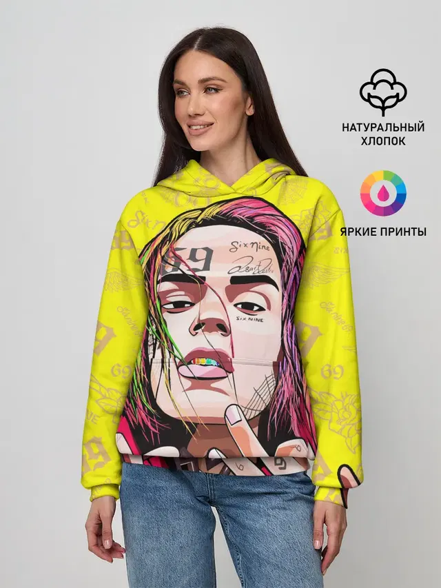 Женское худи с принтом «6IX9INE»