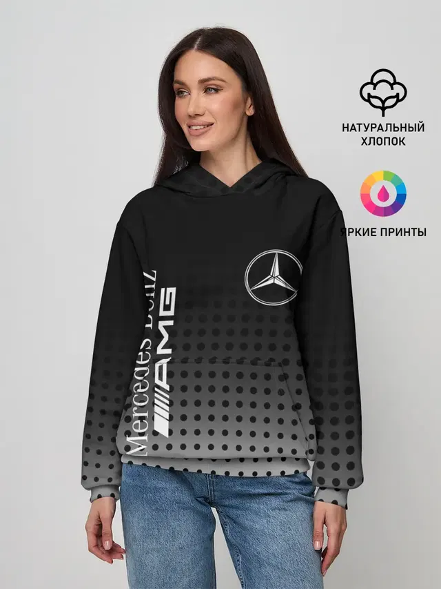 Женское худи с принтом «Merсedes — Mercedes-Benz»