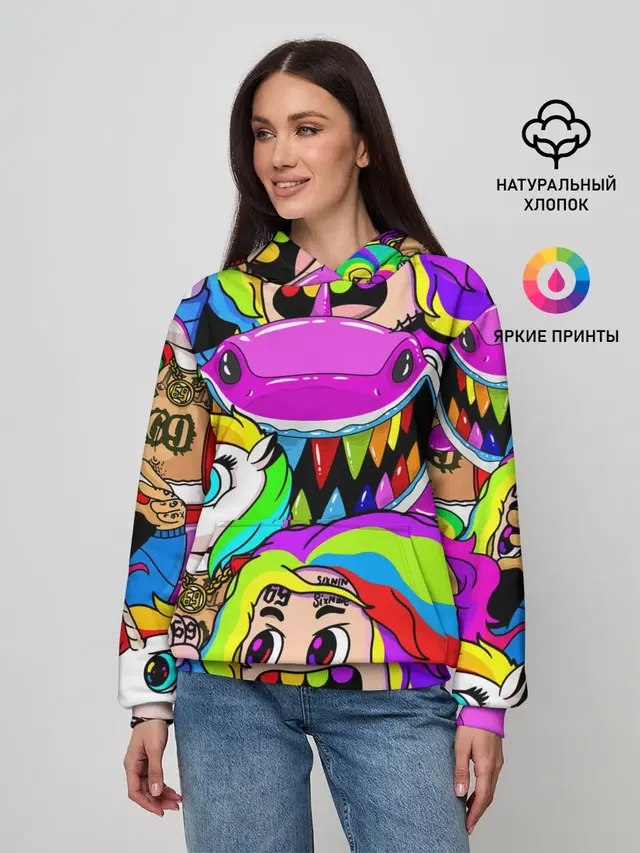 Женское худи с принтом «6IX9INE»
