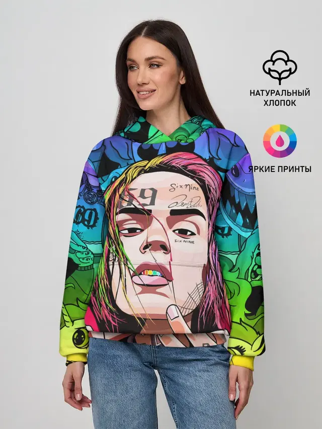 Женское худи с принтом «6IX9INE»