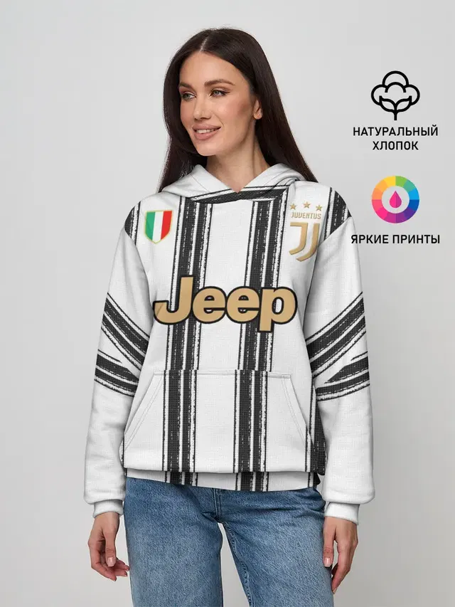 Женское худи с принтом «Ювентус — Juventus home 20-21»