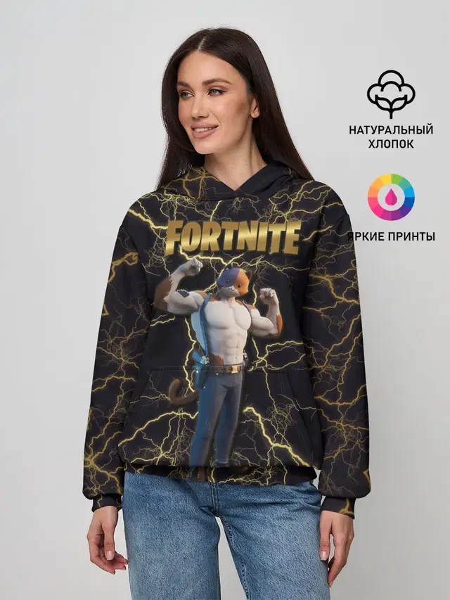 Женское худи с принтом «Фортнайт — Meowcles Fortnite 2»